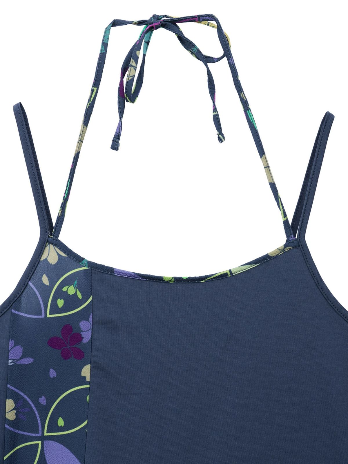 【雅結】和生地切り替え 接触冷感素材ホルターネックキャミソール