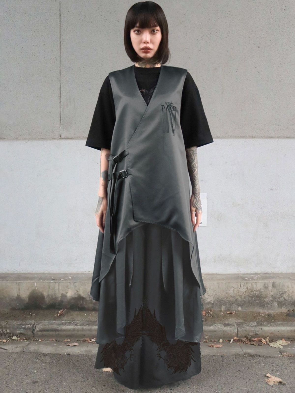 【DAKU】カラス刺繍 ワイドパンツ