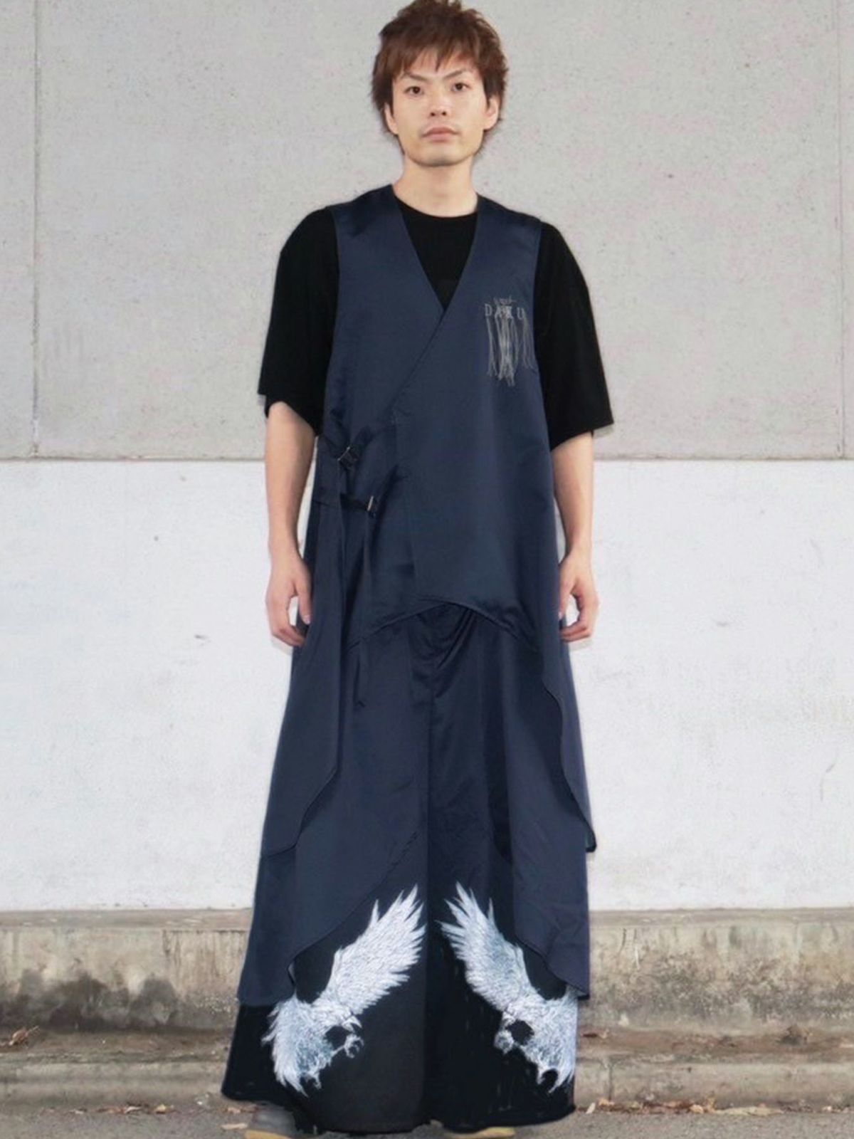 【DAKU】カラス刺繍 ワイドパンツ