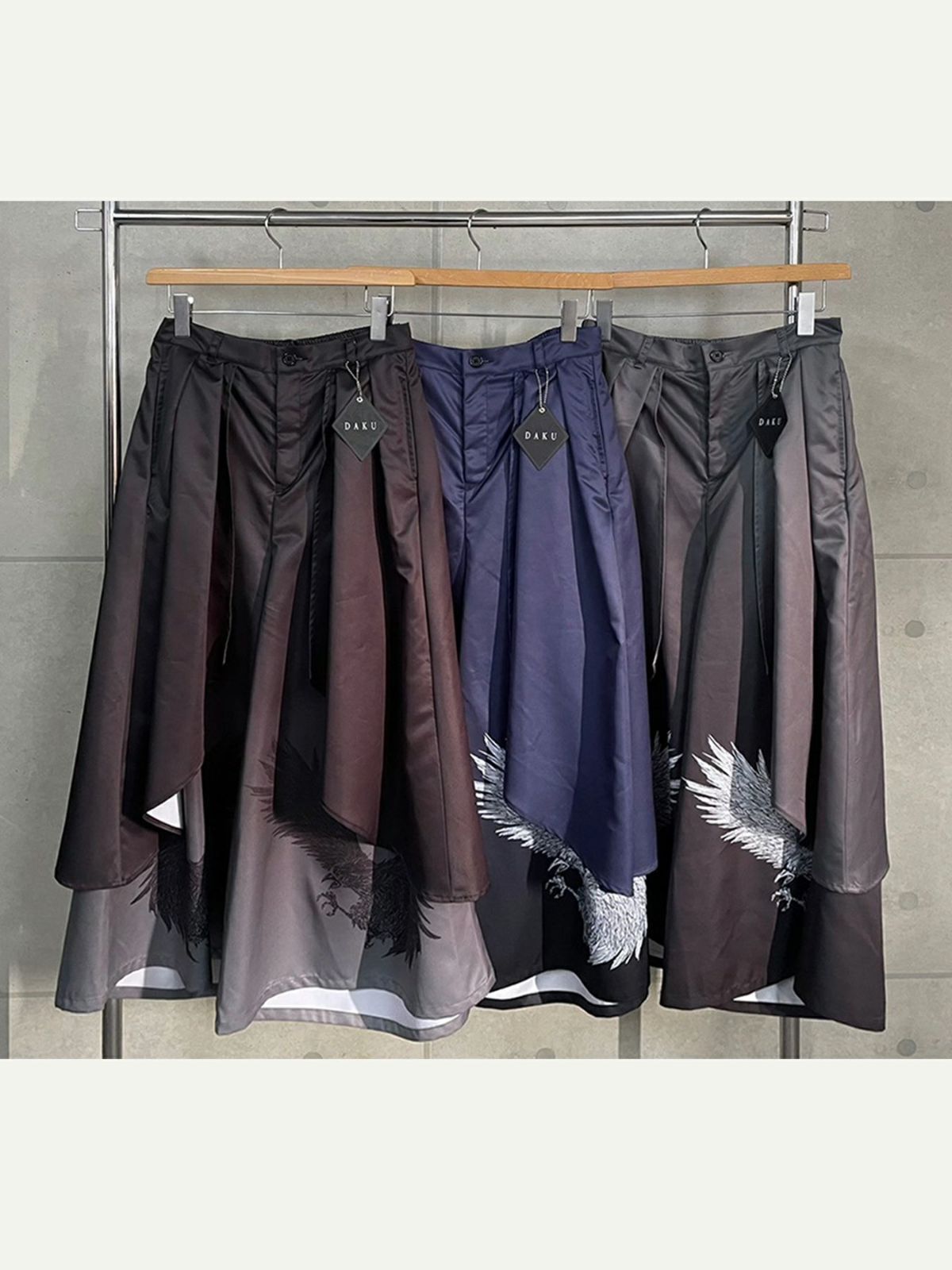 【DAKU】カラス刺繍 ワイドパンツ