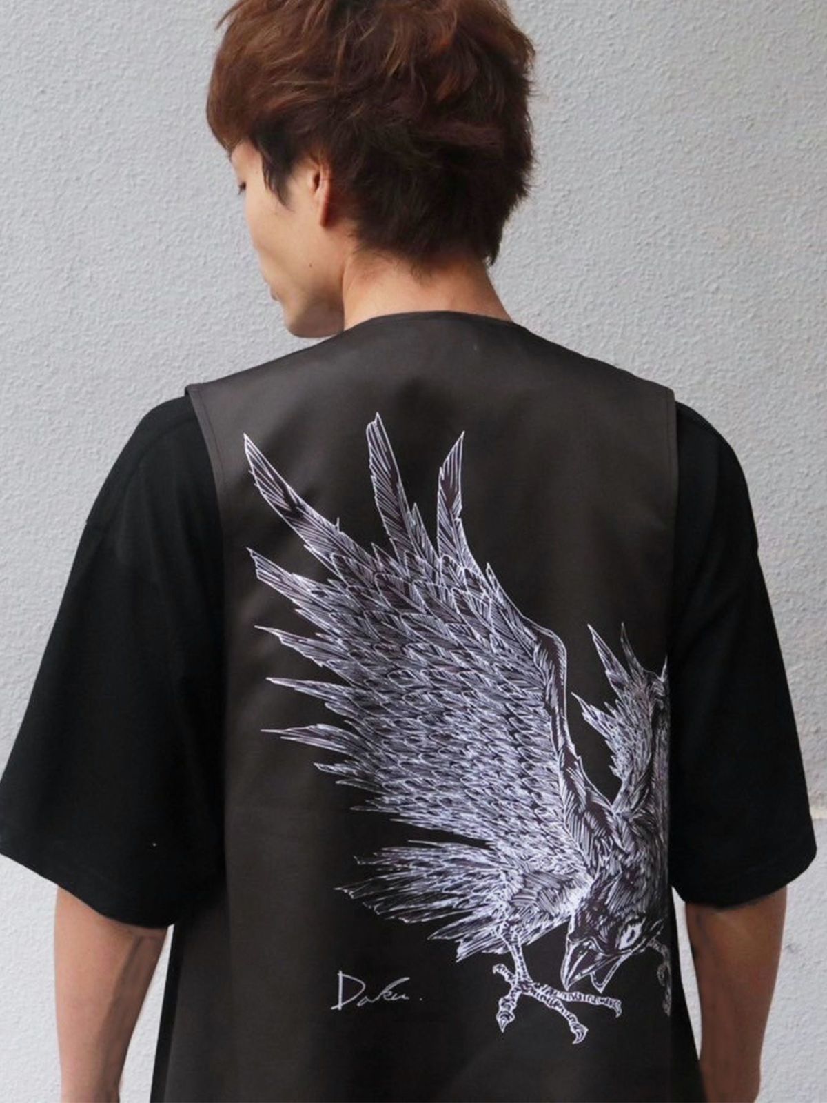 【DAKU】カラス刺繍イレヘムベスト