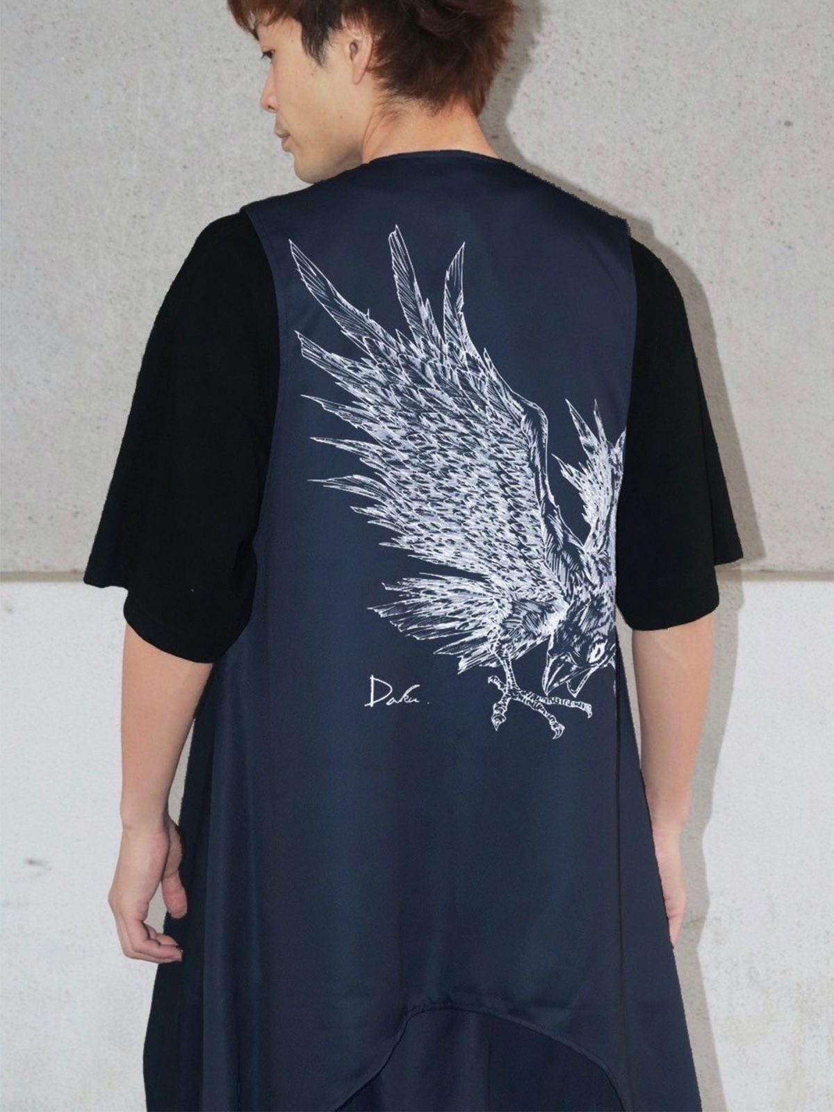 【DAKU】カラス刺繍イレヘムベスト