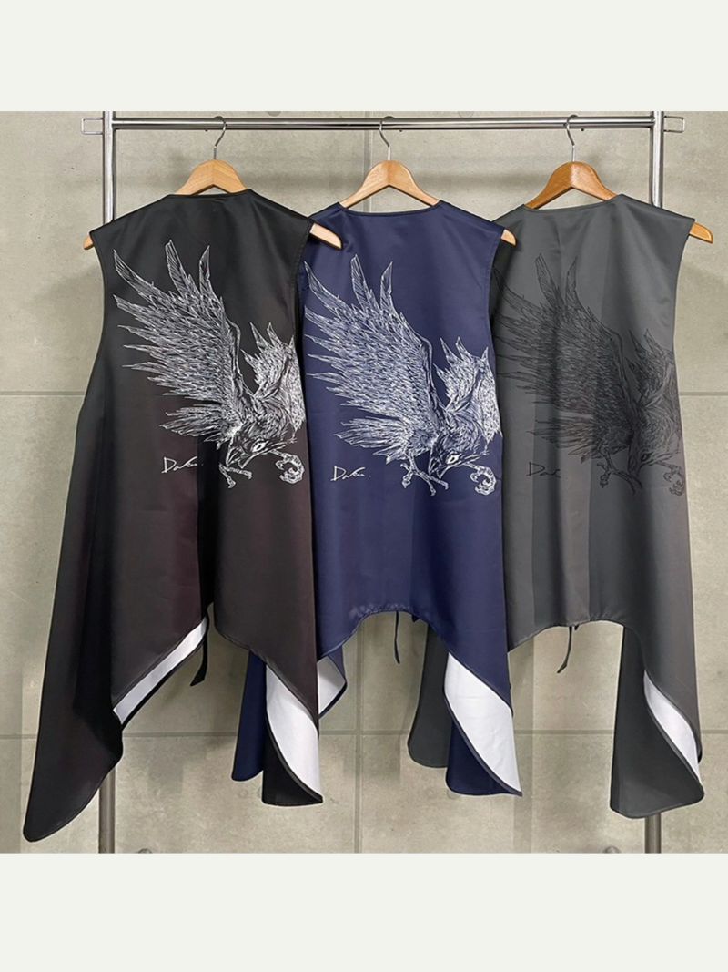 【DAKU】カラス刺繍イレヘムベスト