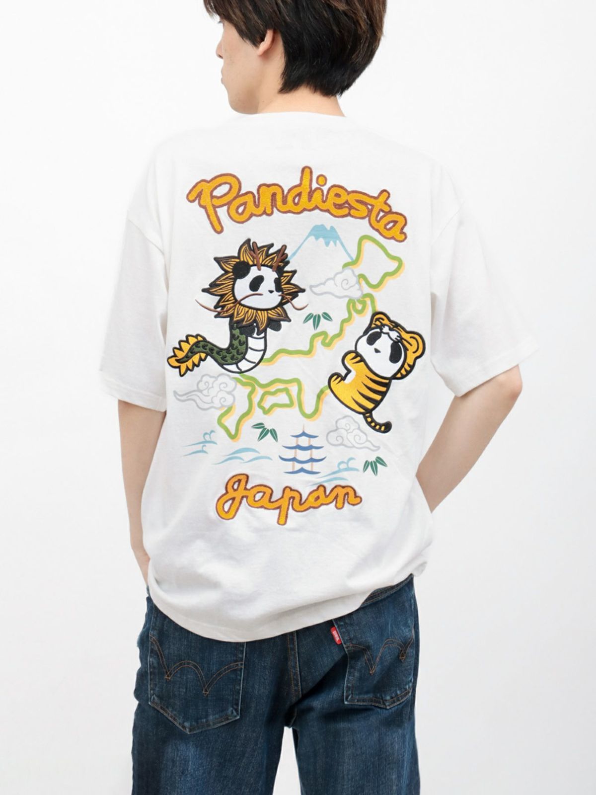【PANDIESTA JAPAN】“なりきり龍虎パンダ”刺入りTシャツ