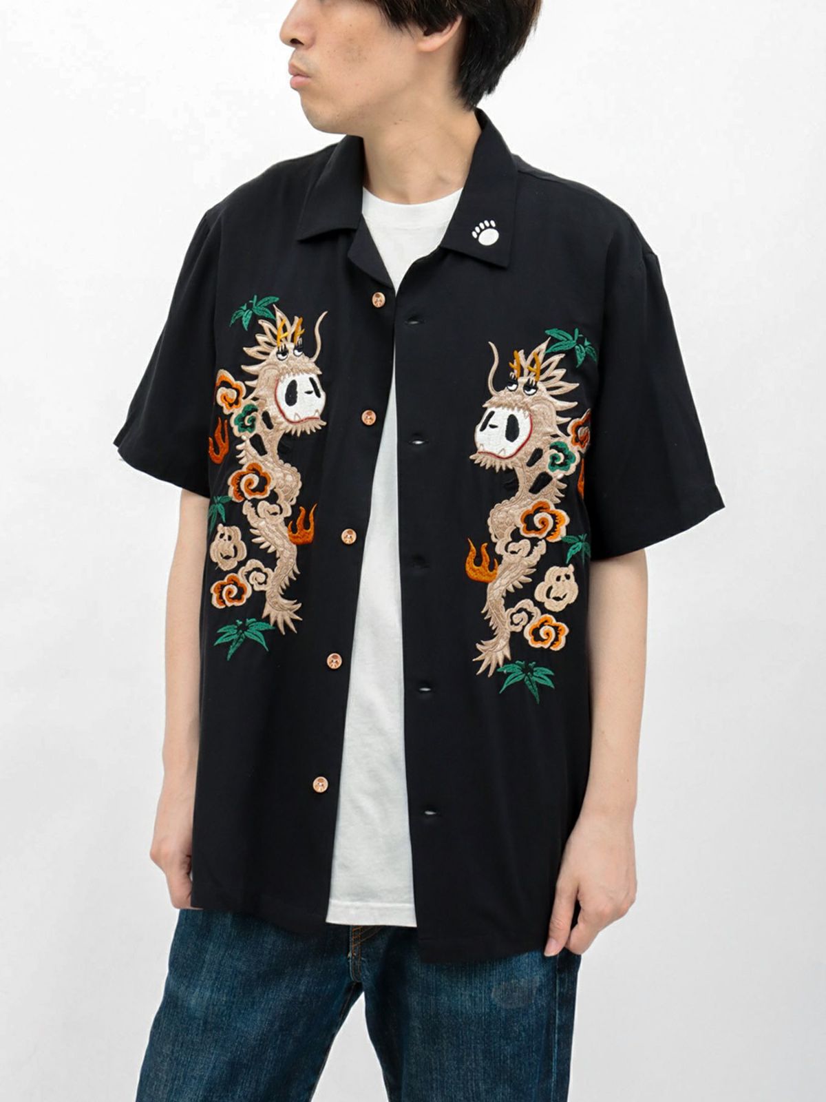 【PANDIESTA JAPAN】“パンドラゴン”総刺繍 半袖シャツ