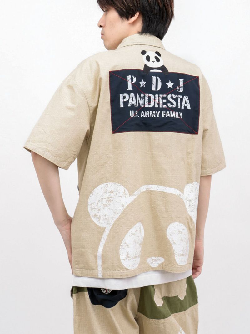 【PANDIESTA JAPAN】ナイロン切替 半袖ミリタリーシャツ