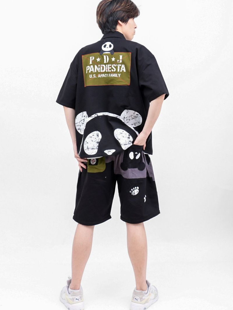 【PANDIESTA JAPAN】ナイロン切替 半袖ミリタリーシャツ