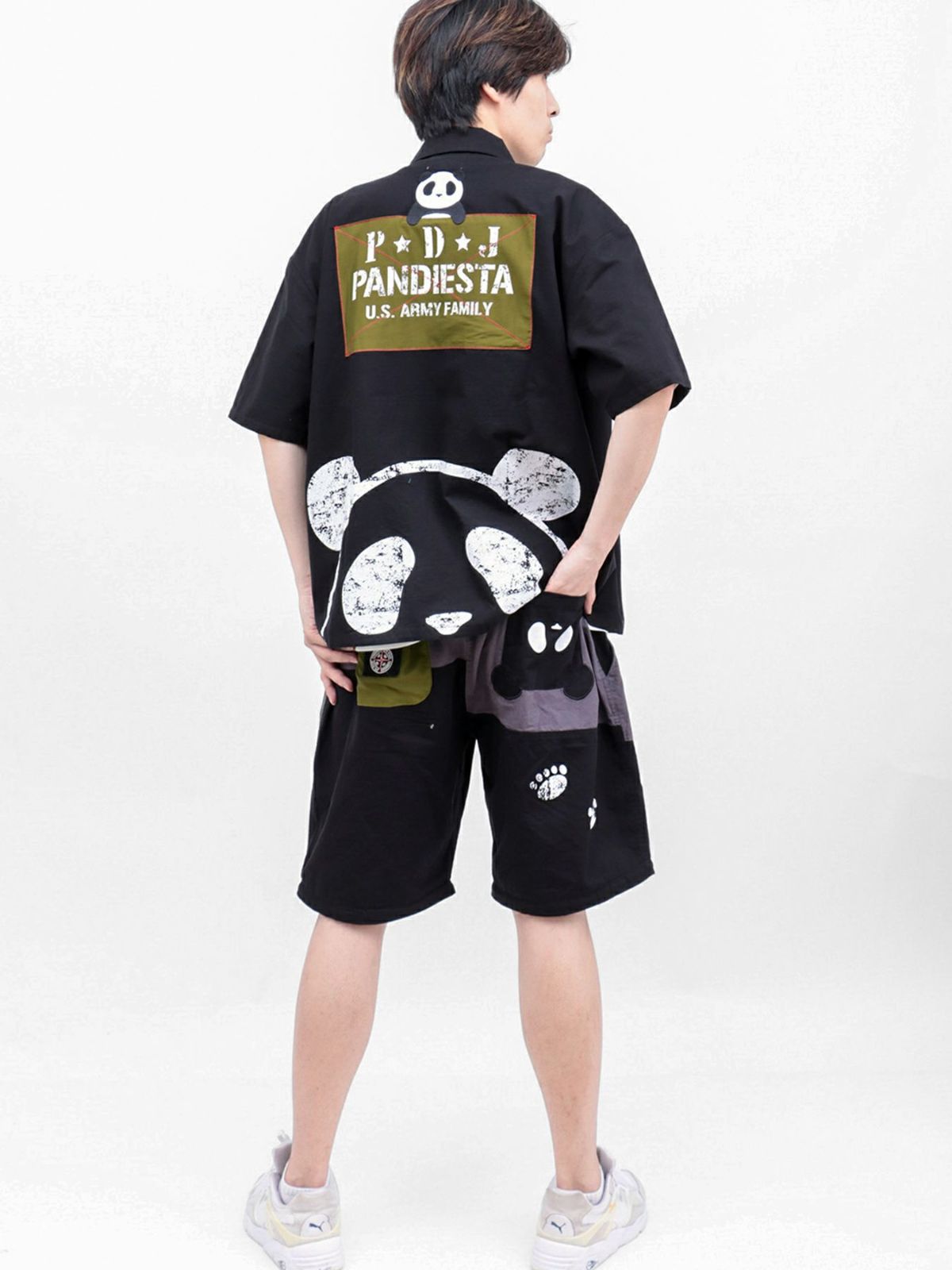 【PANDIESTA JAPAN】ナイロン切替 半袖ミリタリーシャツ