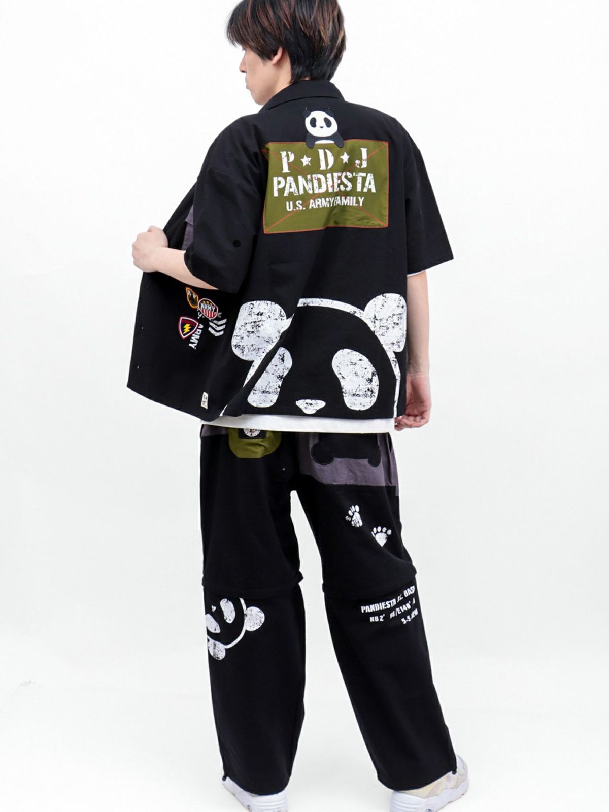 【PANDIESTA JAPAN】ナイロン切替 半袖ミリタリーシャツ