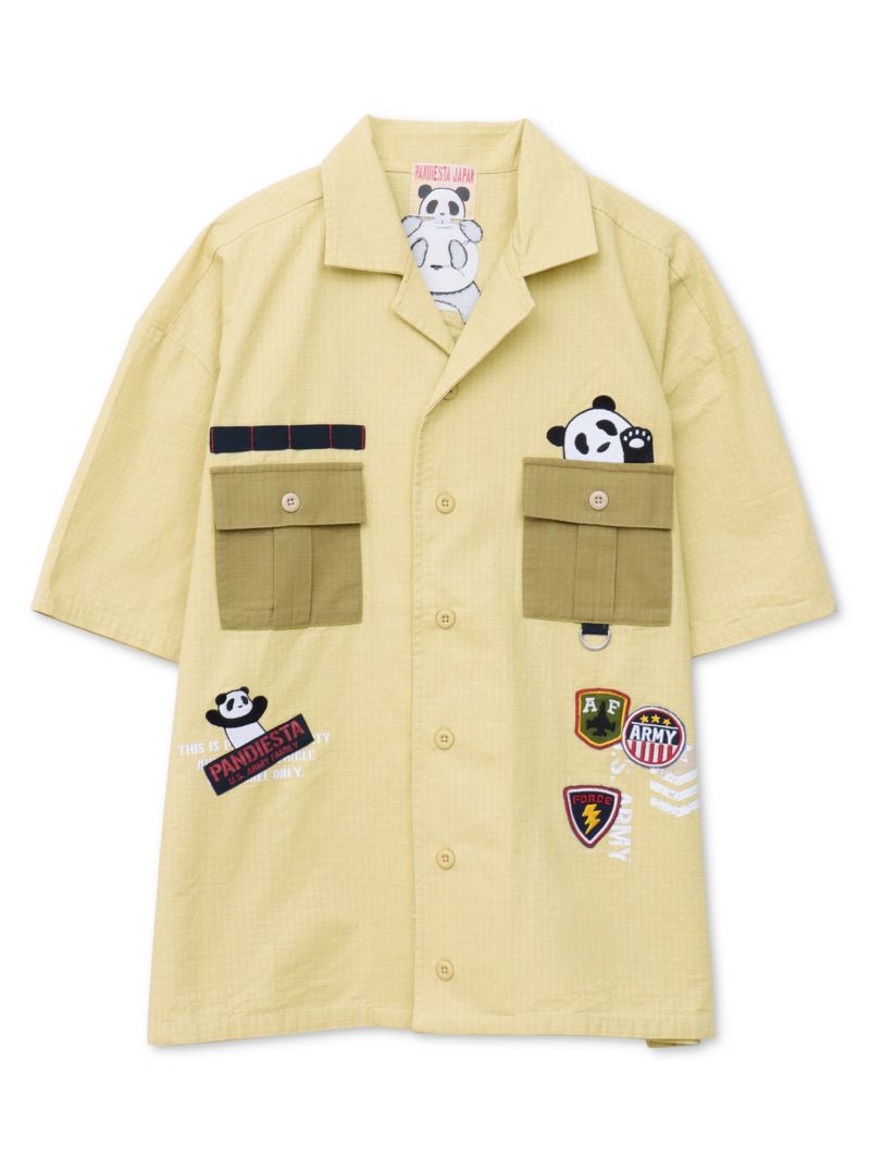 【PANDIESTA JAPAN】ナイロン切替 半袖ミリタリーシャツ