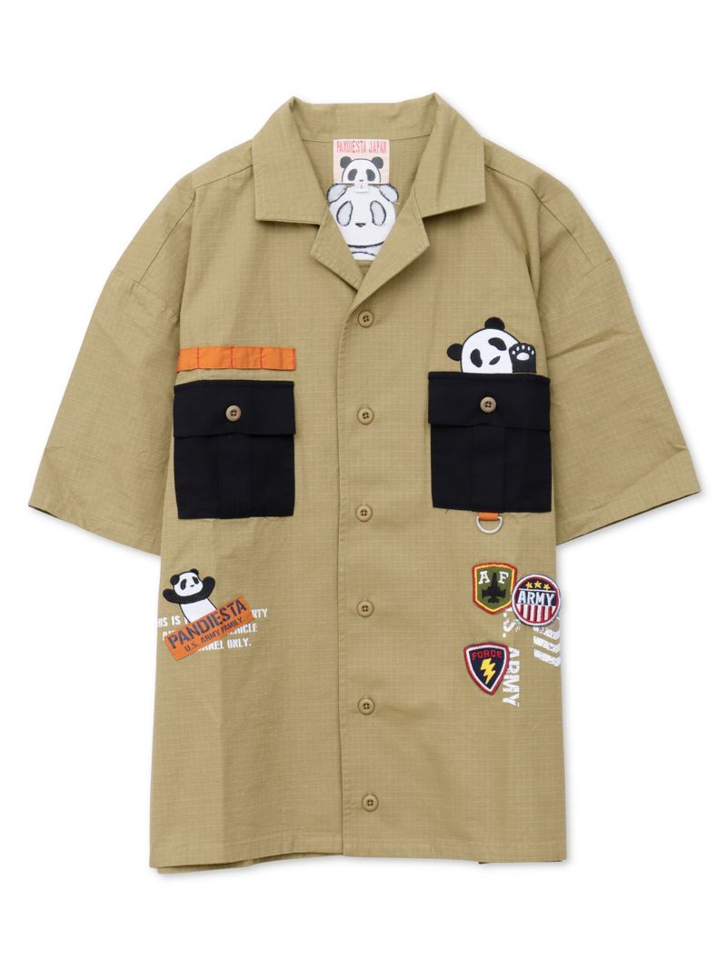 【PANDIESTA JAPAN】ナイロン切替 半袖ミリタリーシャツ
