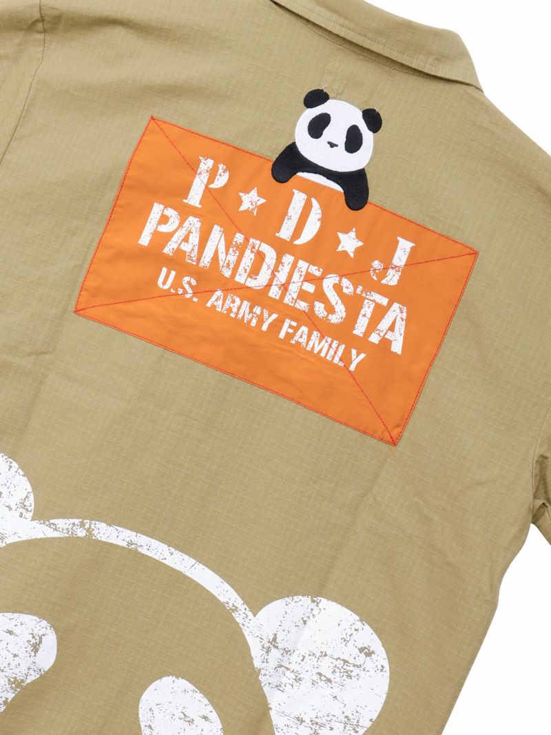 【PANDIESTA JAPAN】ナイロン切替 半袖ミリタリーシャツ