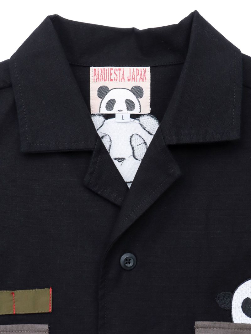 【PANDIESTA JAPAN】ナイロン切替 半袖ミリタリーシャツ