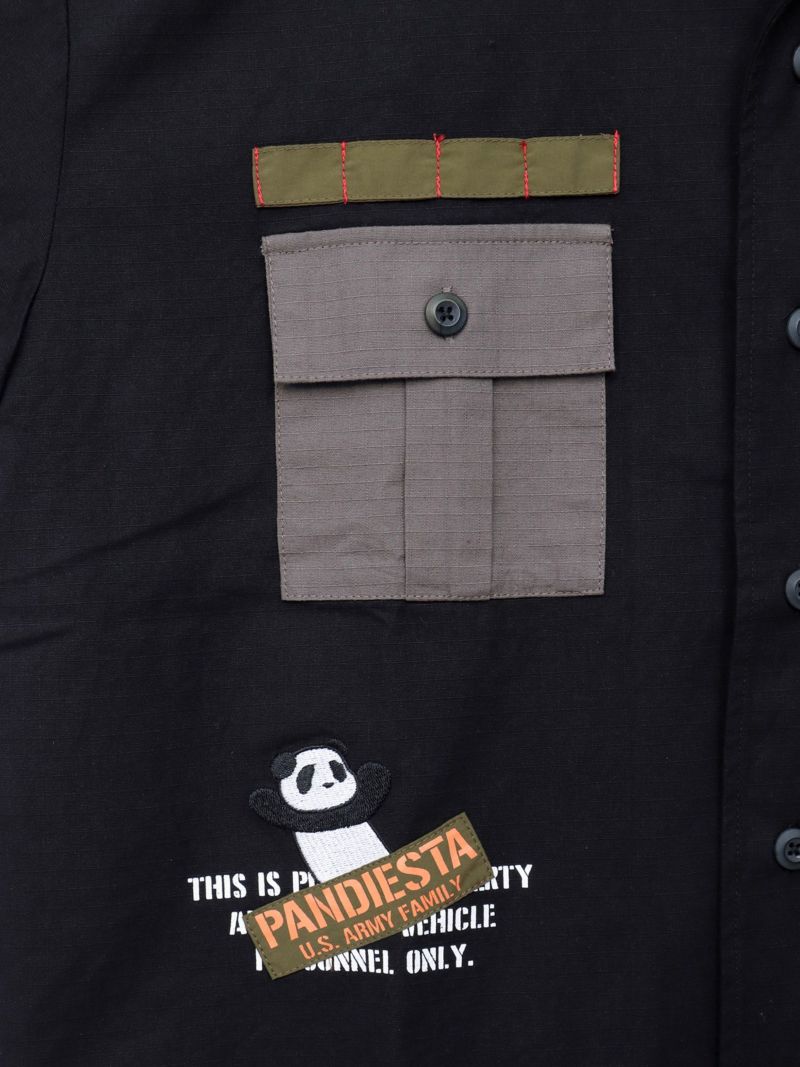 【PANDIESTA JAPAN】ナイロン切替 半袖ミリタリーシャツ