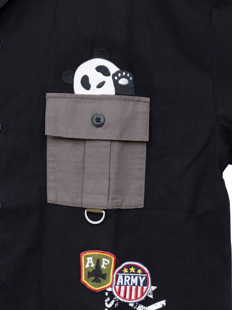 【PANDIESTA JAPAN】ナイロン切替 半袖ミリタリーシャツ