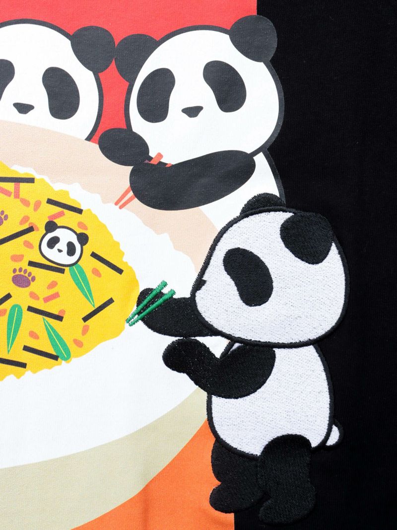 【PANDIESTA JAPAN】“ごちそうパンダ”刺入りポケットTシャツ