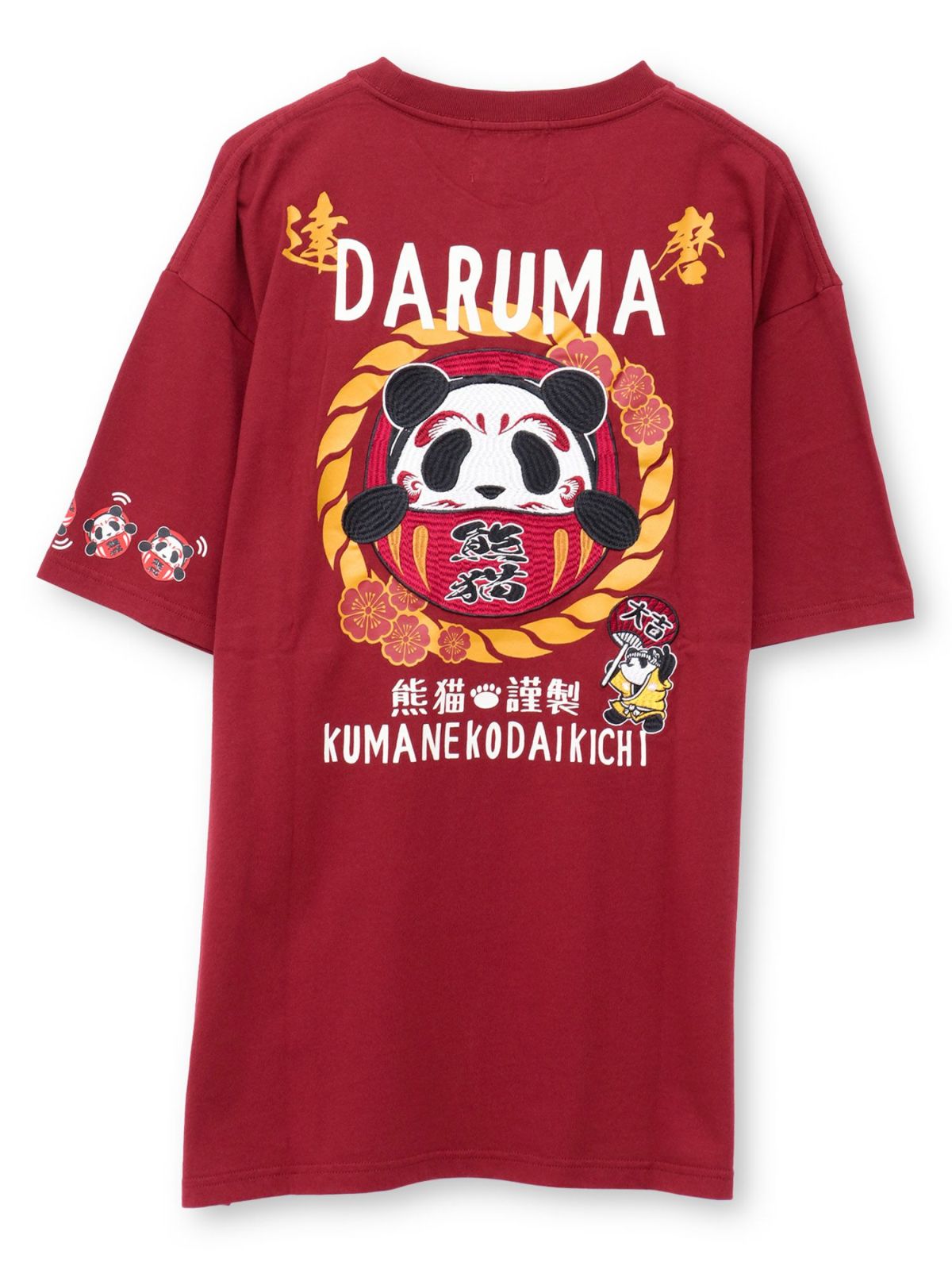【PANDIESTA JAPAN】“熊猫大吉だるま”刺入りTシャツ