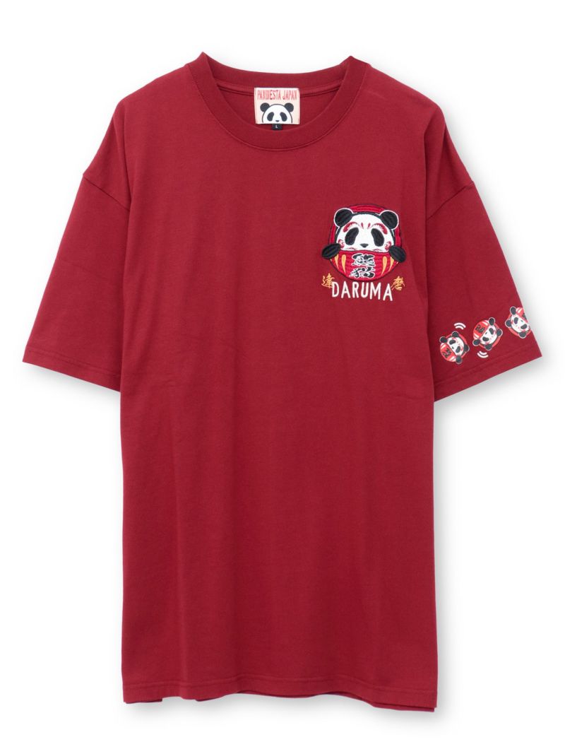 【PANDIESTA JAPAN】“熊猫大吉だるま”刺入りTシャツ