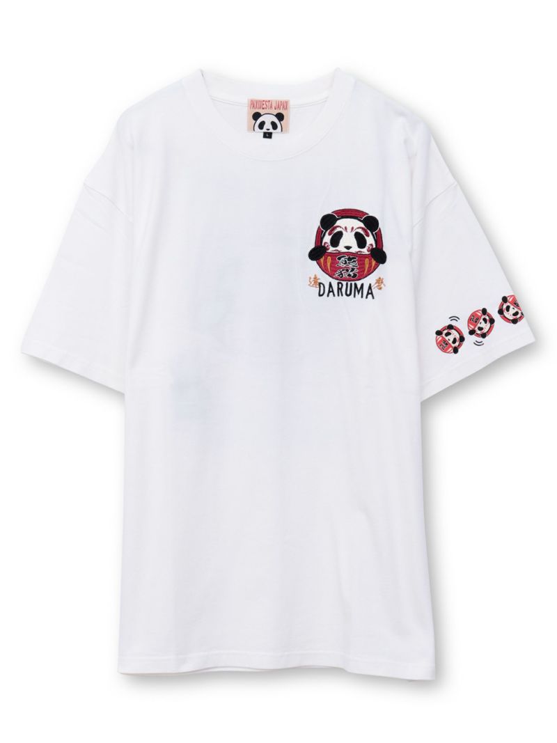 【PANDIESTA JAPAN】“熊猫大吉だるま”刺入りTシャツ