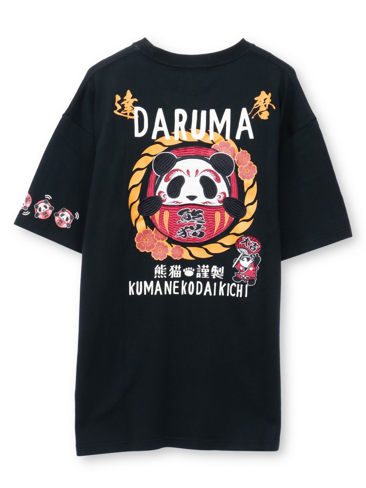 【PANDIESTA JAPAN】“熊猫大吉だるま”刺入りTシャツ