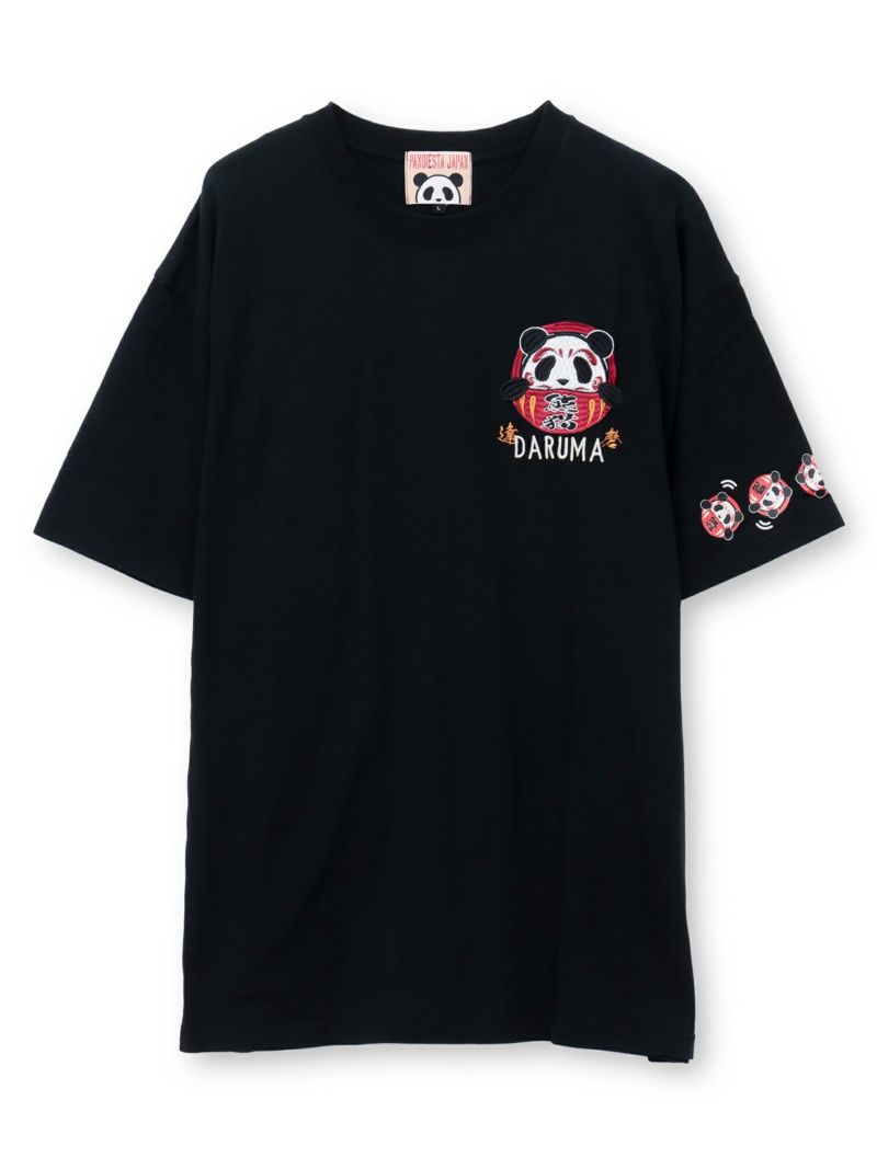 【PANDIESTA JAPAN】“熊猫大吉だるま”刺入りTシャツ