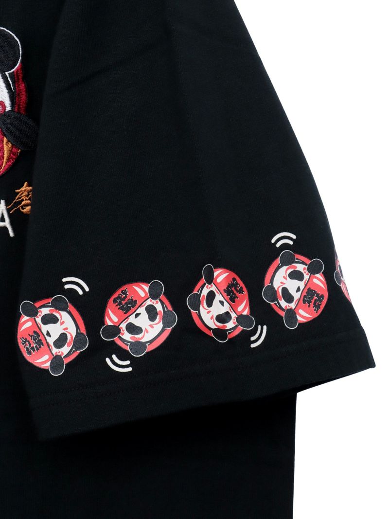 【PANDIESTA JAPAN】“熊猫大吉だるま”刺入りTシャツ
