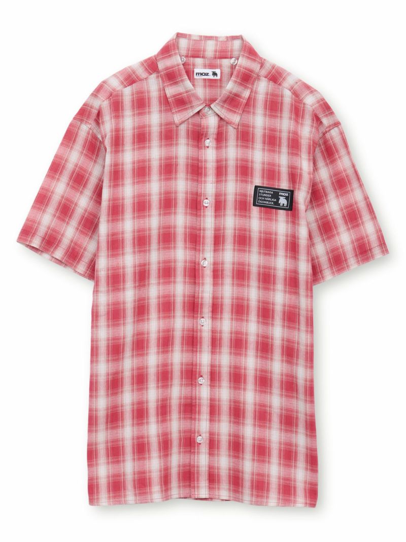 【moz】フード脱着 半袖チェックシャツ〔別注〕