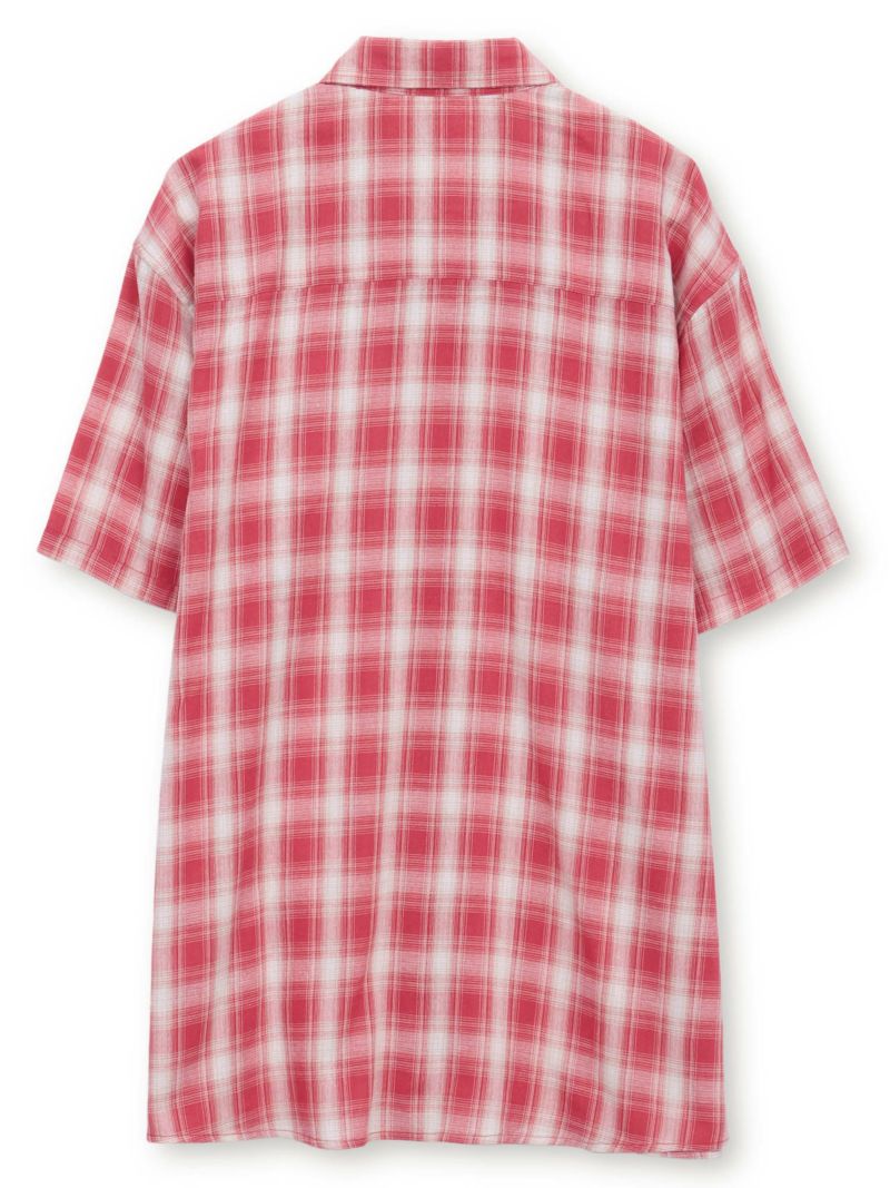 【moz】フード脱着 半袖チェックシャツ〔別注〕