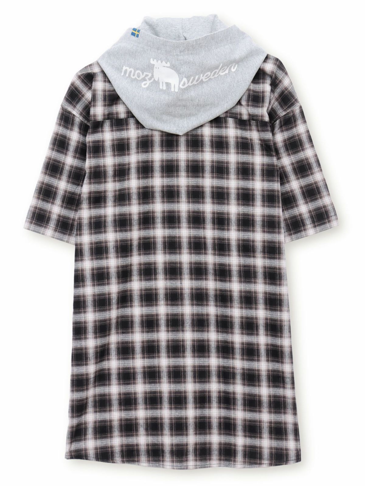 【moz】フード脱着 半袖チェックシャツ〔別注〕