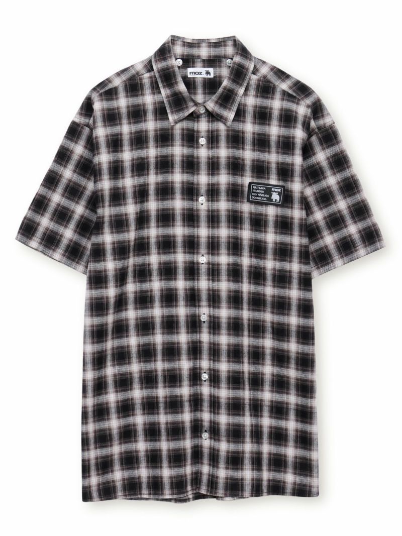 【moz】フード脱着 半袖チェックシャツ〔別注〕