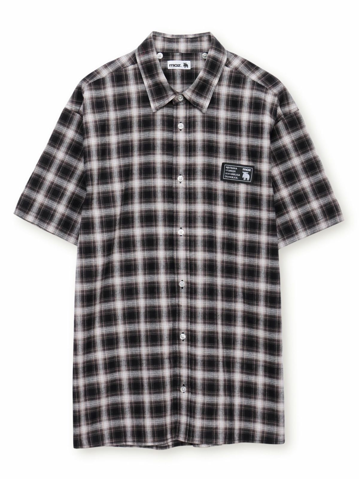 【moz】フード脱着 半袖チェックシャツ〔別注〕