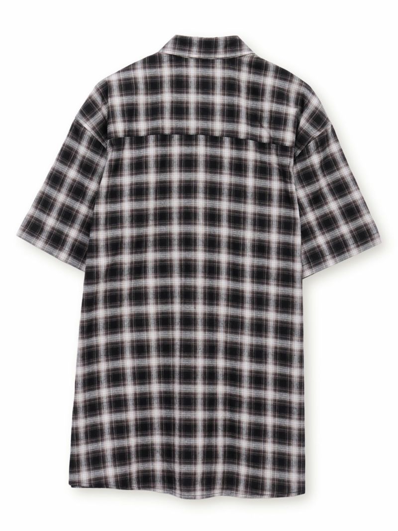 【moz】フード脱着 半袖チェックシャツ〔別注〕