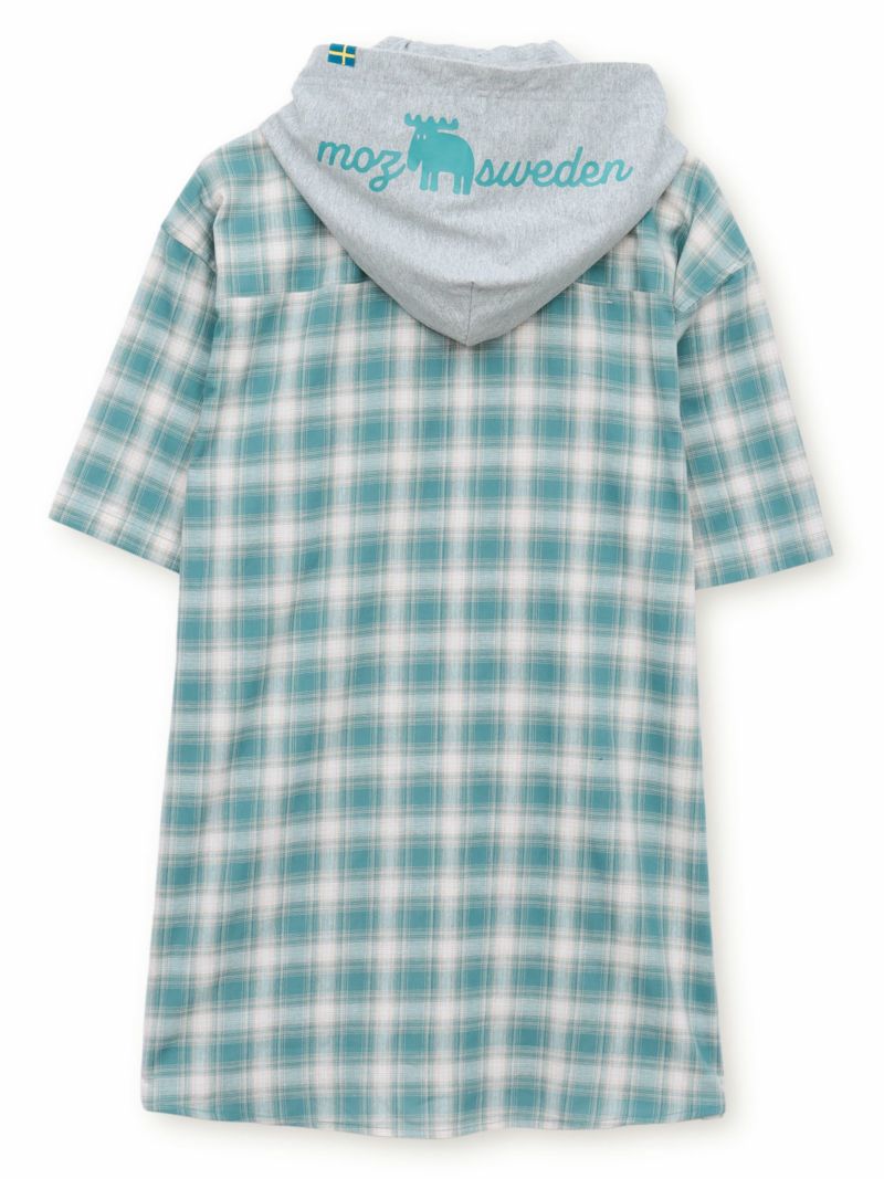 【moz】フード脱着 半袖チェックシャツ〔別注〕