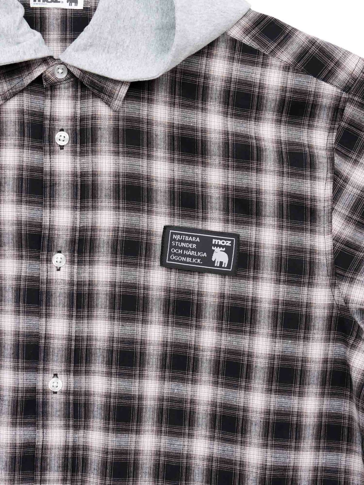【moz】フード脱着 半袖チェックシャツ〔別注〕
