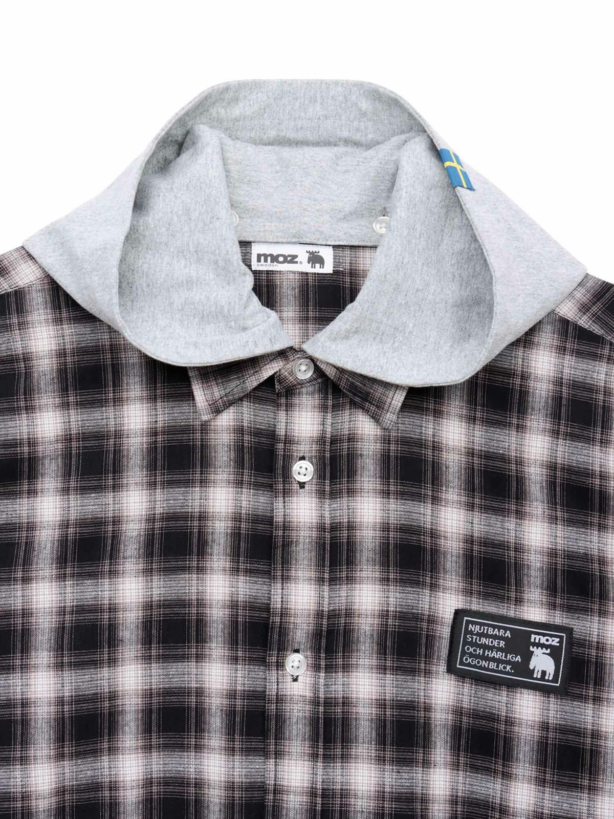 【moz】フード脱着 半袖チェックシャツ〔別注〕