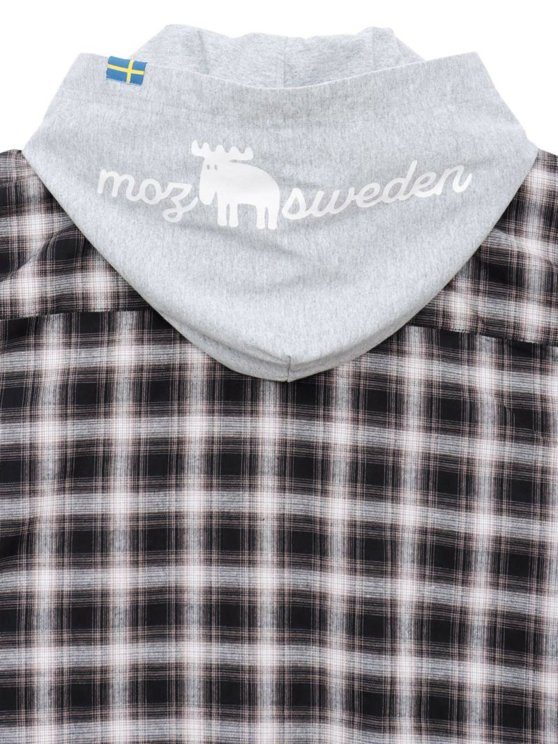 【moz】フード脱着 半袖チェックシャツ〔別注〕