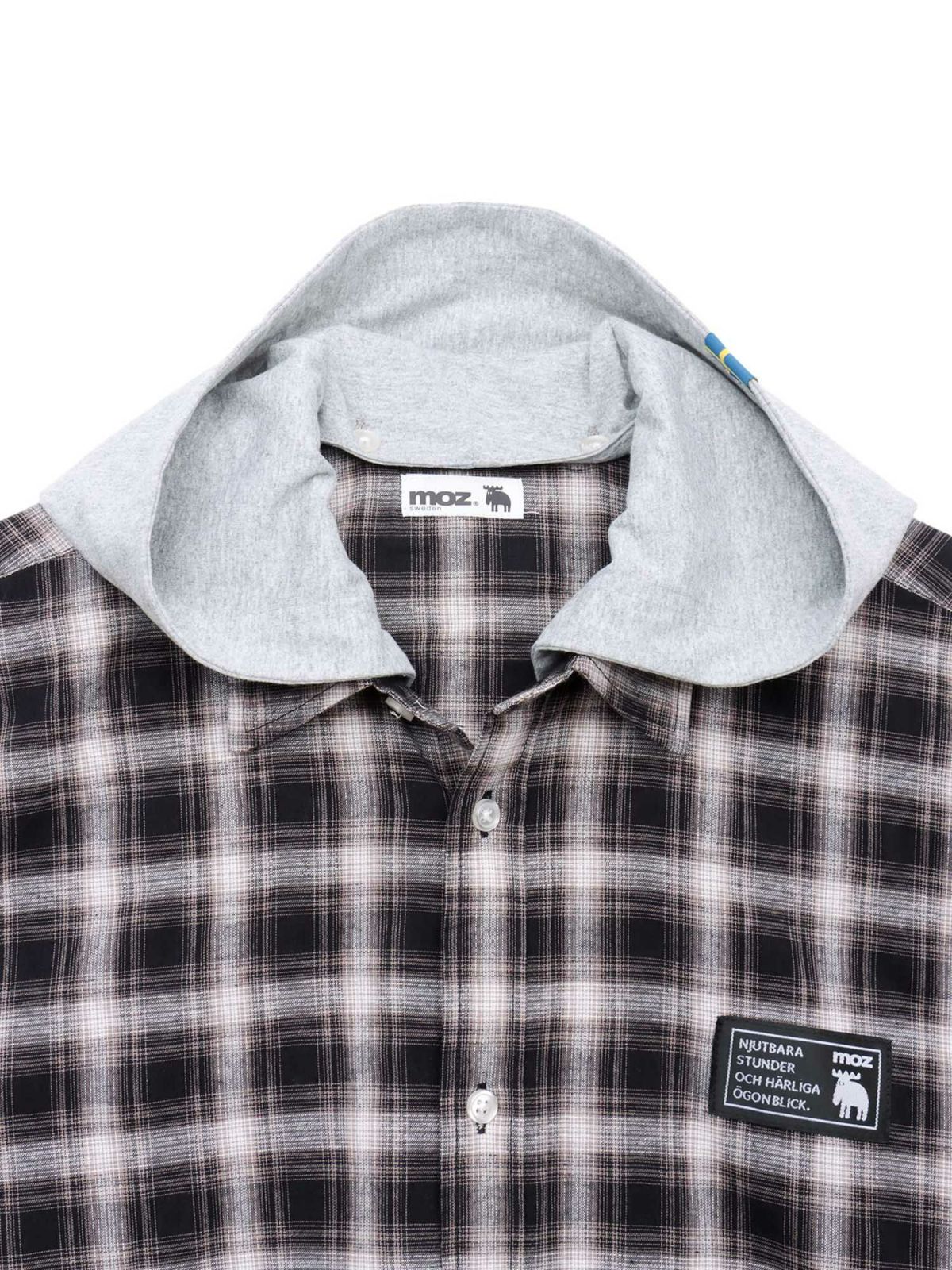 【moz】フード脱着 半袖チェックシャツ〔別注〕