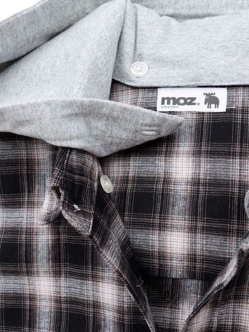 【moz】フード脱着 半袖チェックシャツ〔別注〕