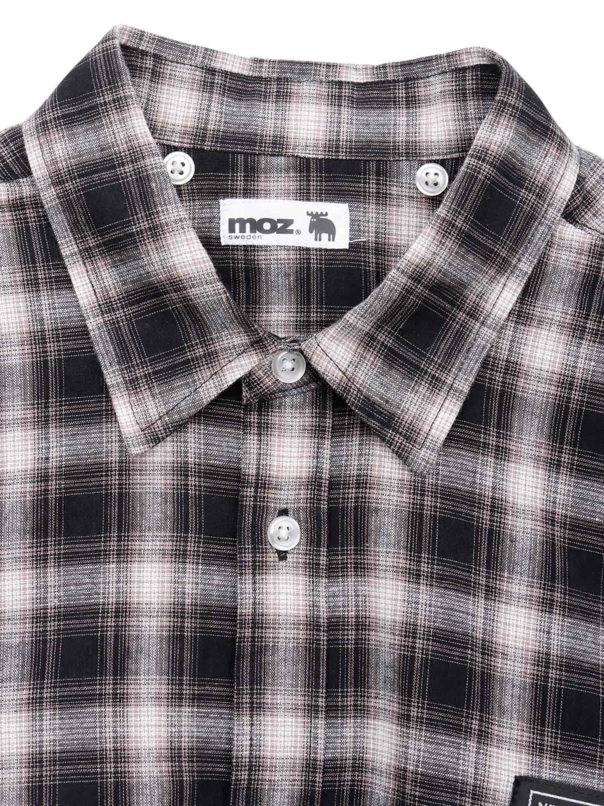 【moz】フード脱着 半袖チェックシャツ〔別注〕