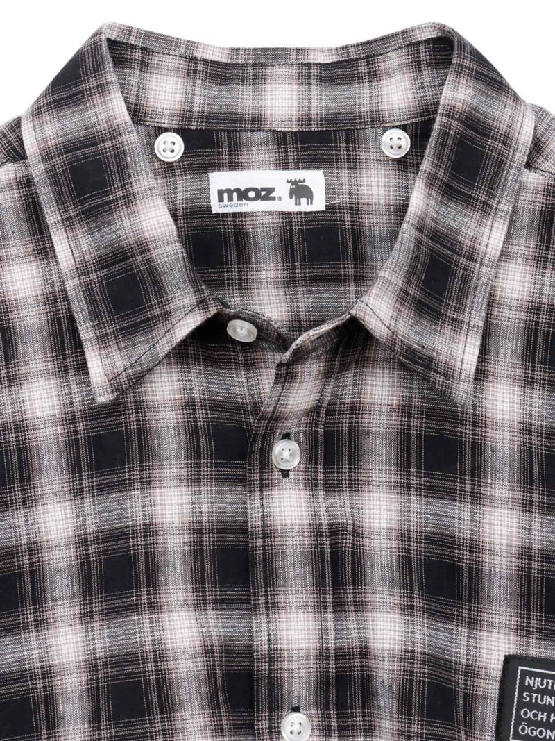 【moz】フード脱着 半袖チェックシャツ〔別注〕