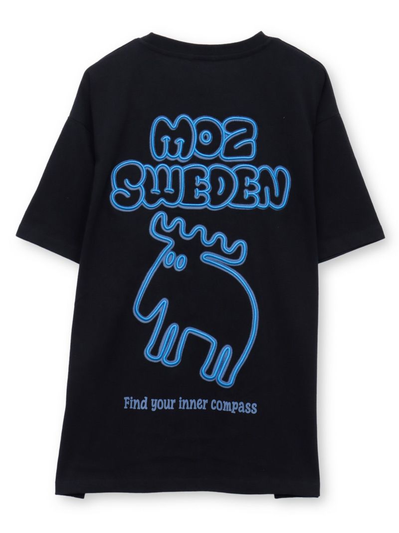  【moz】エルクネオンカラー刺繍入りTシャツ〔別注〕