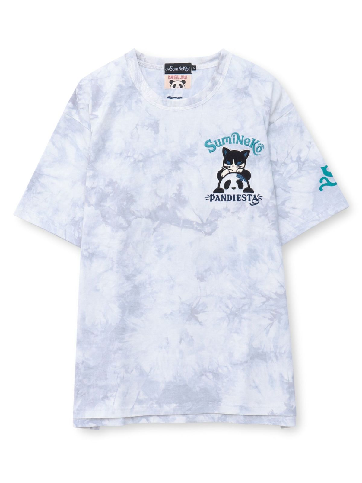  【SUMINEKO×PANDIESTA JAPAN】“墨パンダとハチワレ猫”刺繍入りTシャツ