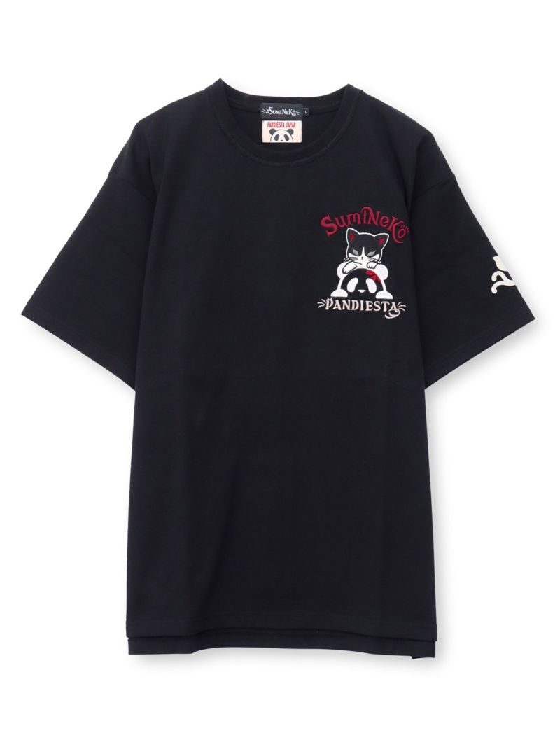  【SUMINEKO×PANDIESTA JAPAN】“墨パンダとハチワレ猫”刺繍入りTシャツ