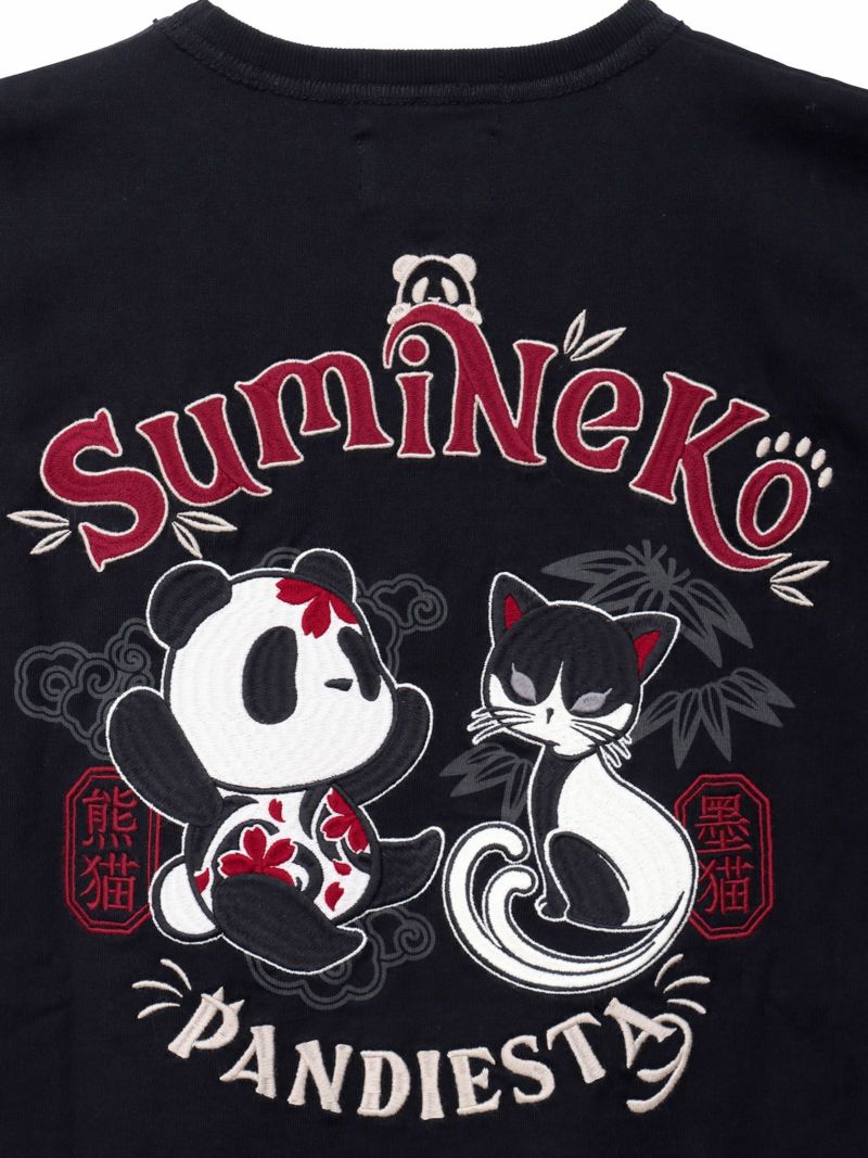  【SUMINEKO×PANDIESTA JAPAN】“墨パンダとハチワレ猫”刺繍入りTシャツ