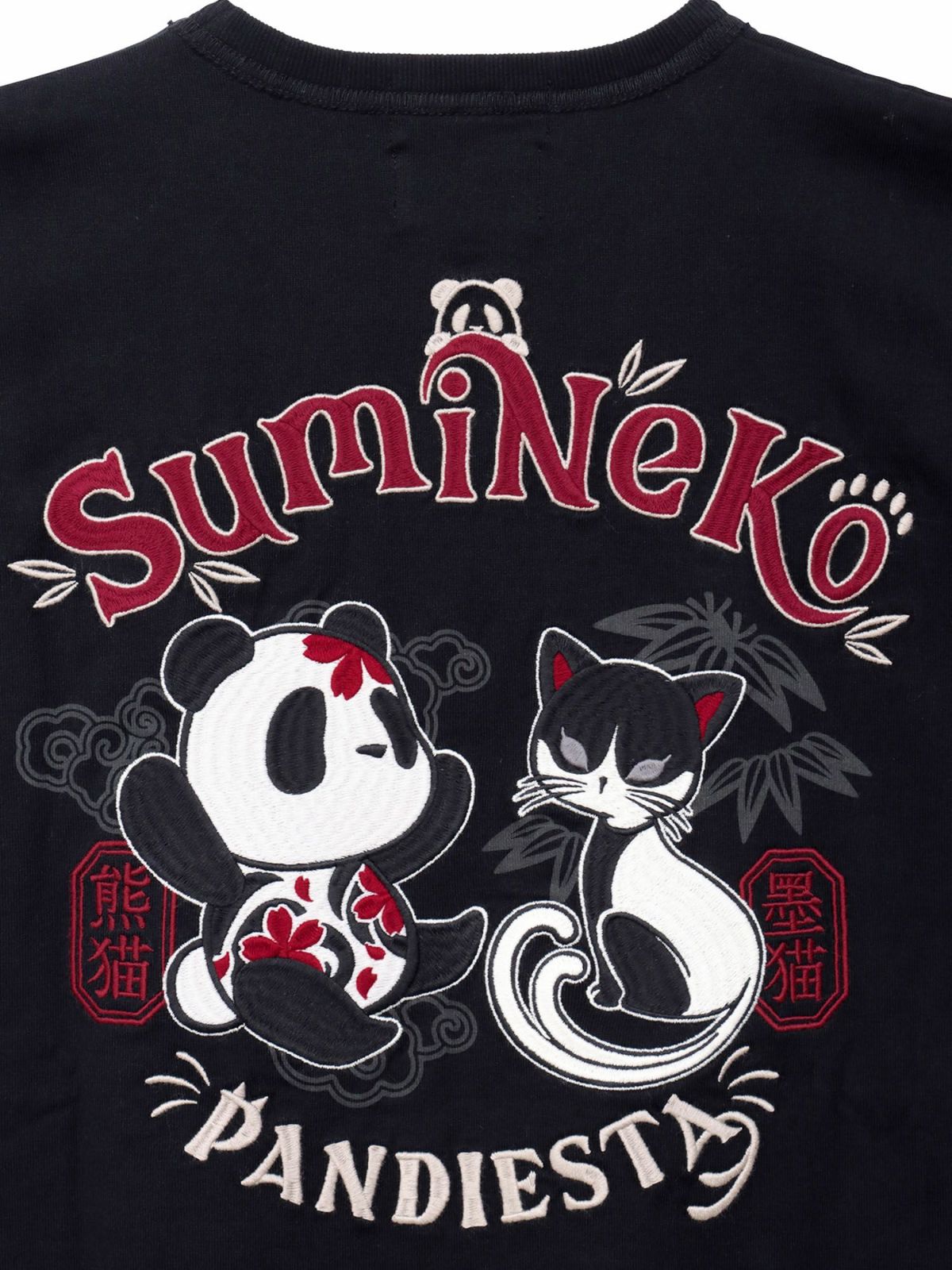  【SUMINEKO×PANDIESTA JAPAN】“墨パンダとハチワレ猫”刺繍入りTシャツ