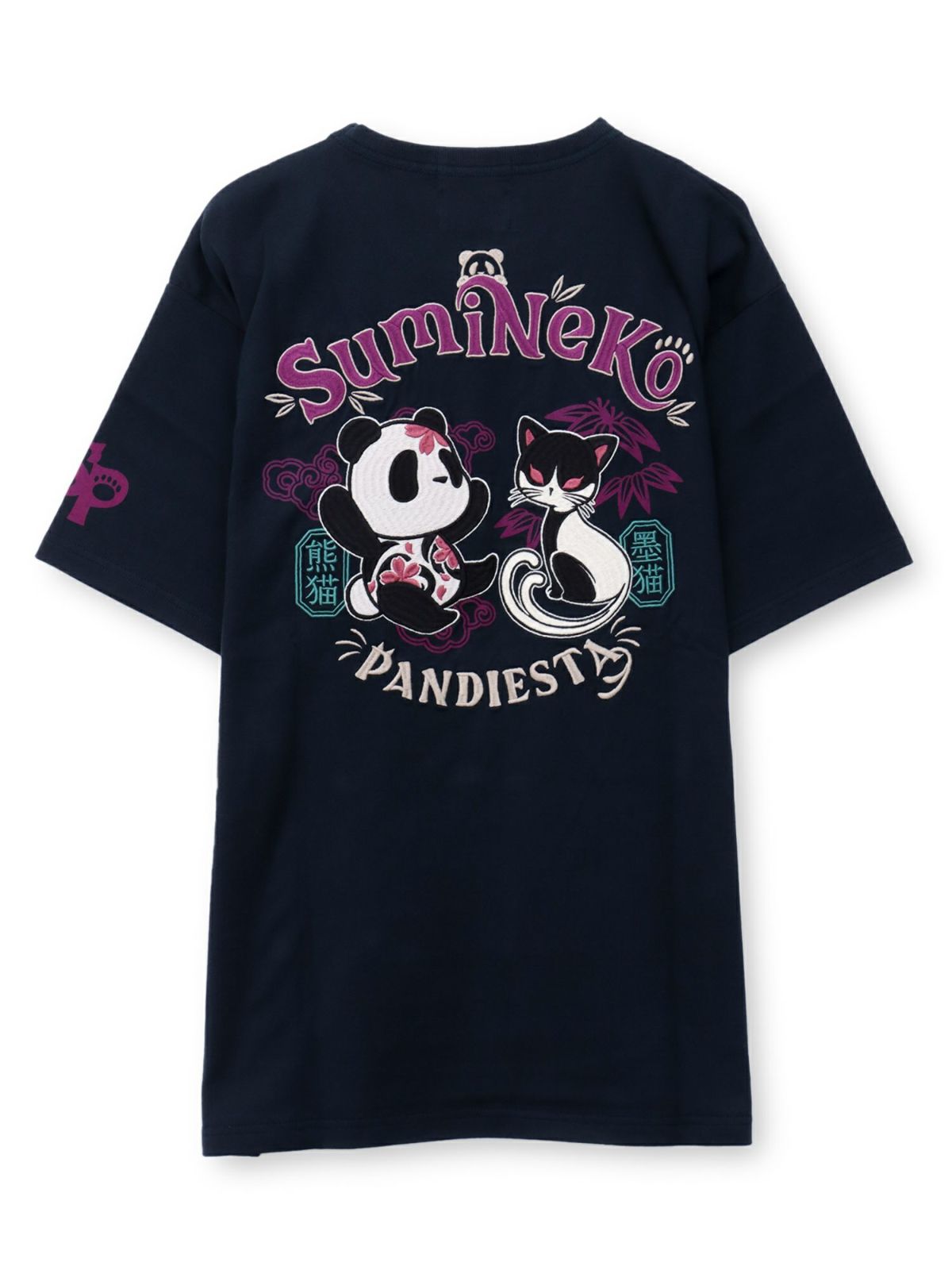  【SUMINEKO×PANDIESTA JAPAN】“墨パンダとハチワレ猫”刺繍入りTシャツ