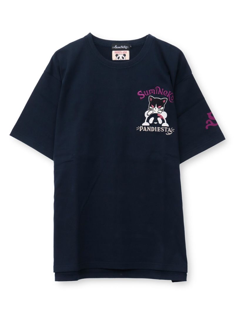  【SUMINEKO×PANDIESTA JAPAN】“墨パンダとハチワレ猫”刺繍入りTシャツ