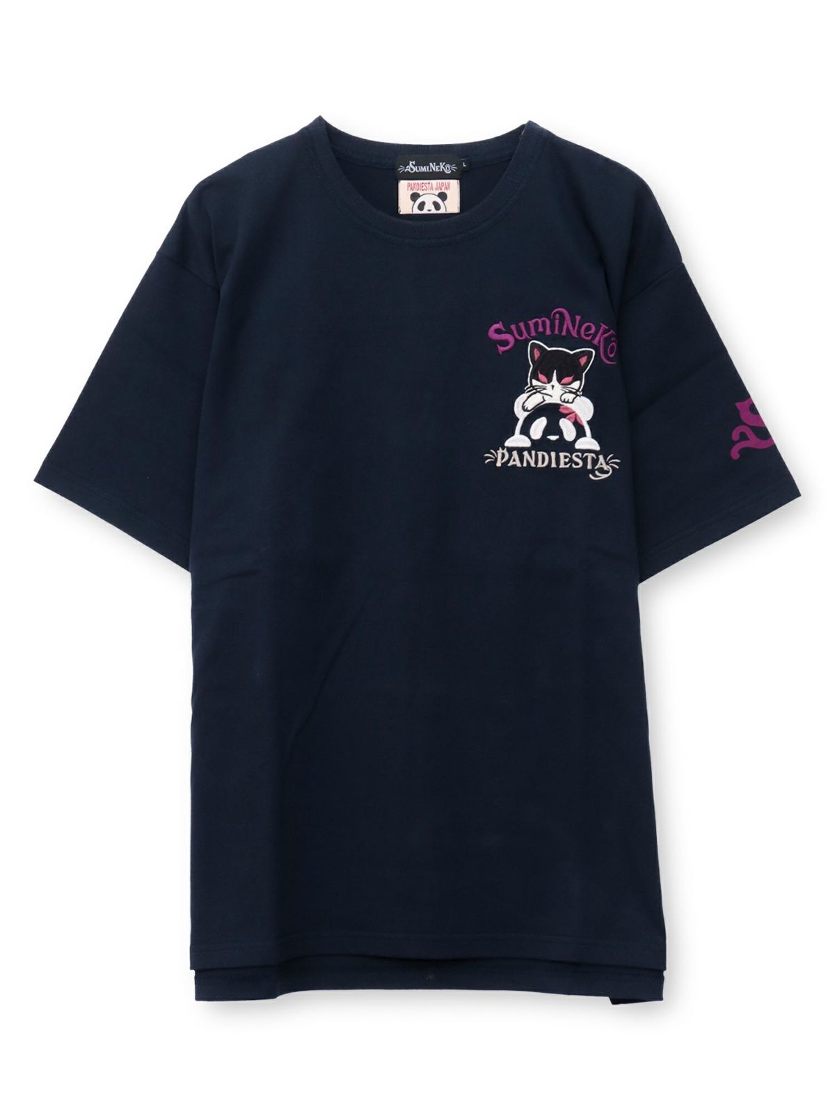  【SUMINEKO×PANDIESTA JAPAN】“墨パンダとハチワレ猫”刺繍入りTシャツ