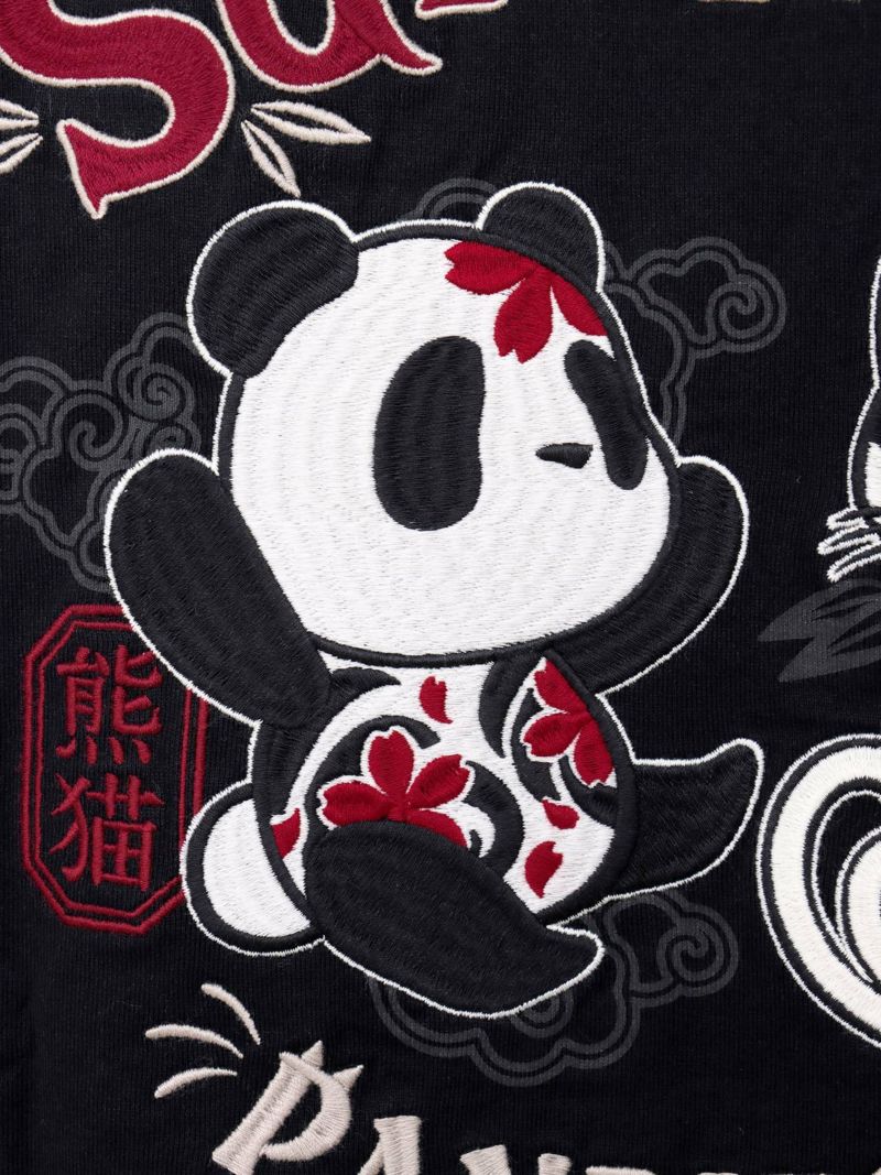  【SUMINEKO×PANDIESTA JAPAN】“墨パンダとハチワレ猫”刺繍入りTシャツ