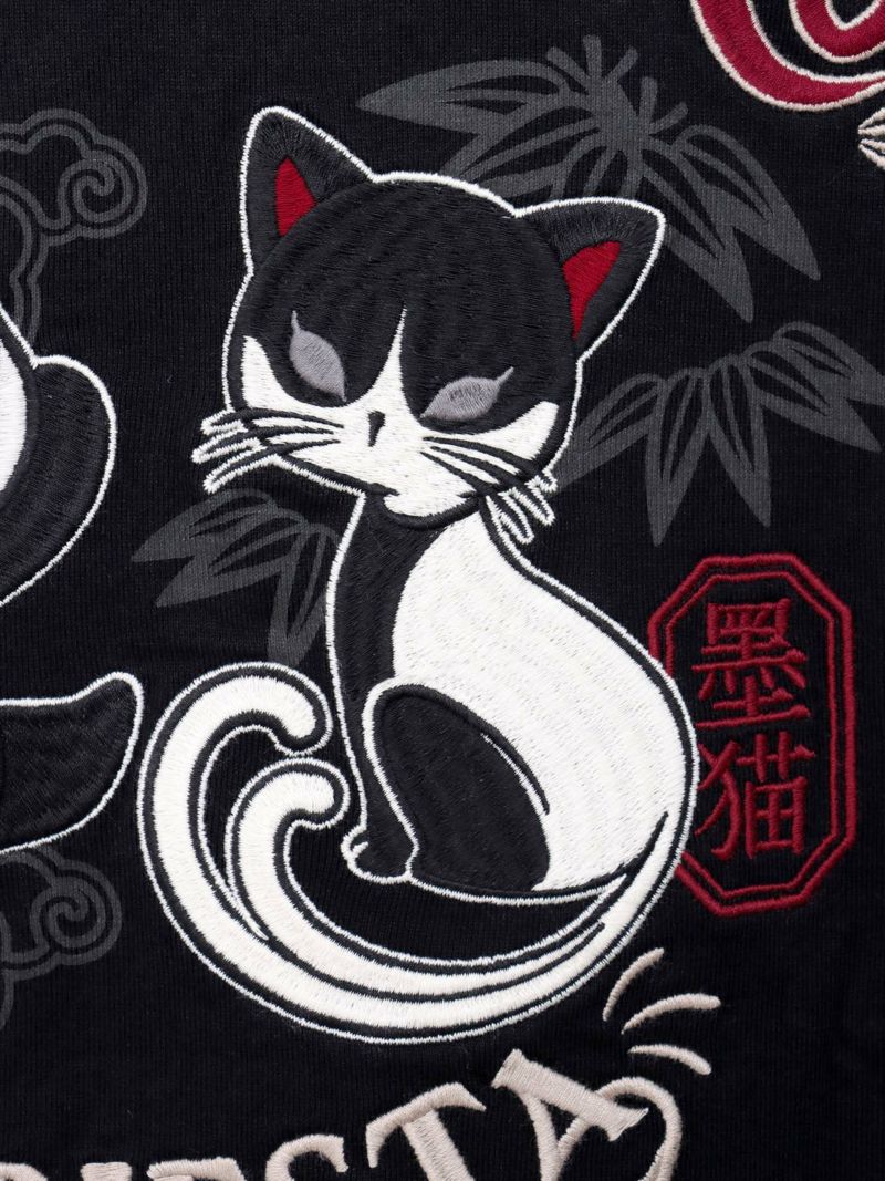  【SUMINEKO×PANDIESTA JAPAN】“墨パンダとハチワレ猫”刺繍入りTシャツ